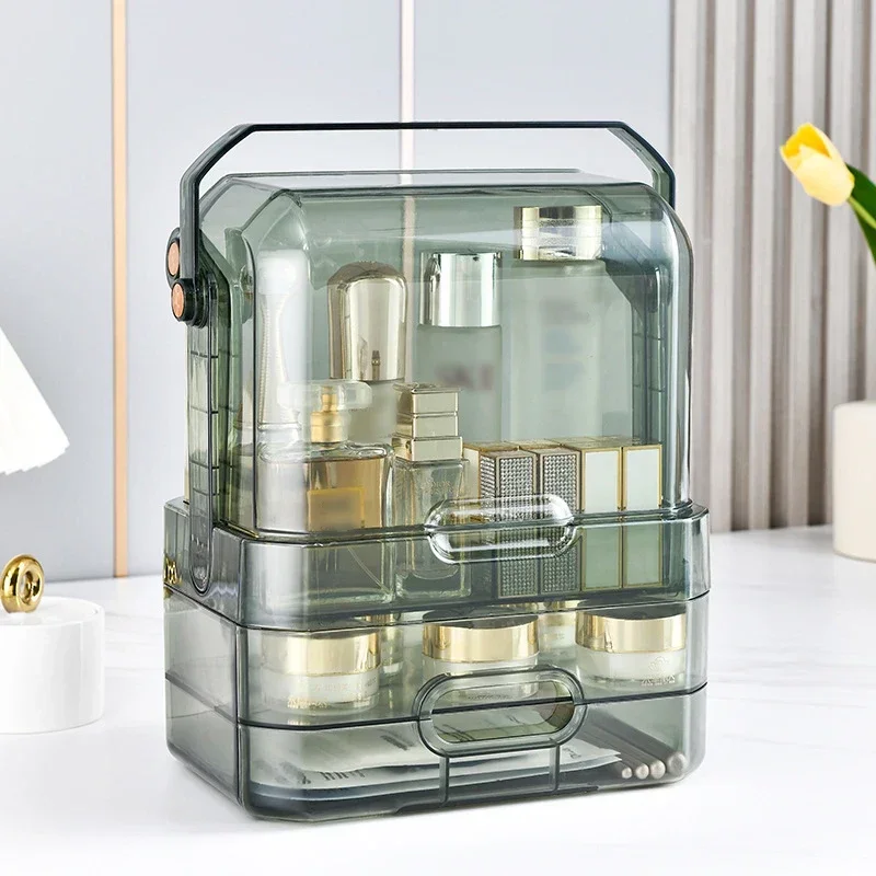 Transparent Desktop Cosmetics Storage Box Home Bedroom Bathroom Dust Skin Care Products Lipstick Jewelry