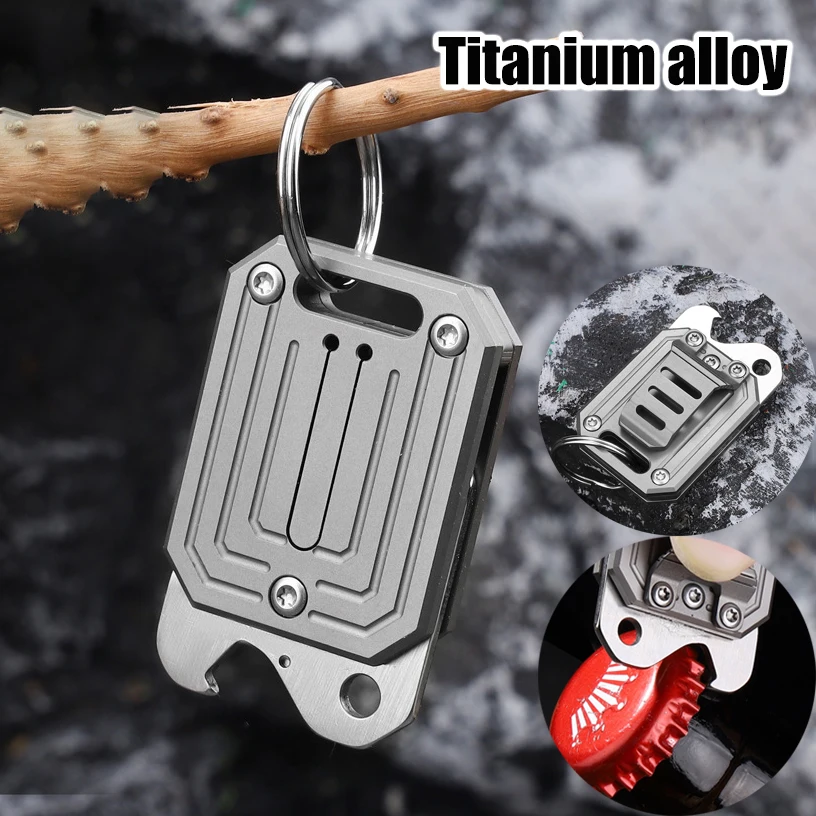 Titanium Alloy Handle 7cr17  Sharp Ppocket Knife Carry Key Chain Pendant Bottle Opener Portable Open Box Knife With Back Clip