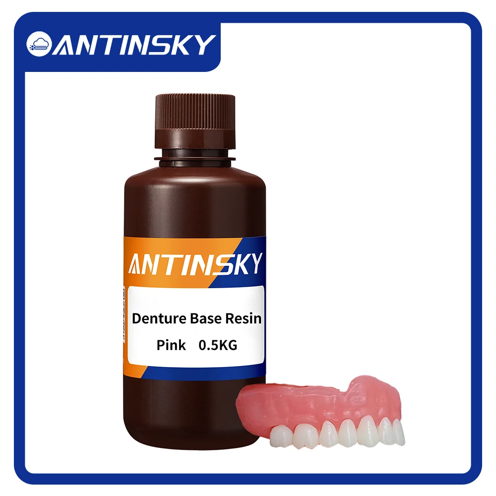 

Antinsky Denture Base Dental Resin 405nm 0.5kg for HeyGears/SprintRay/LuxCreo LCD 3D Printer Wear Resistance 3D Dental Resins