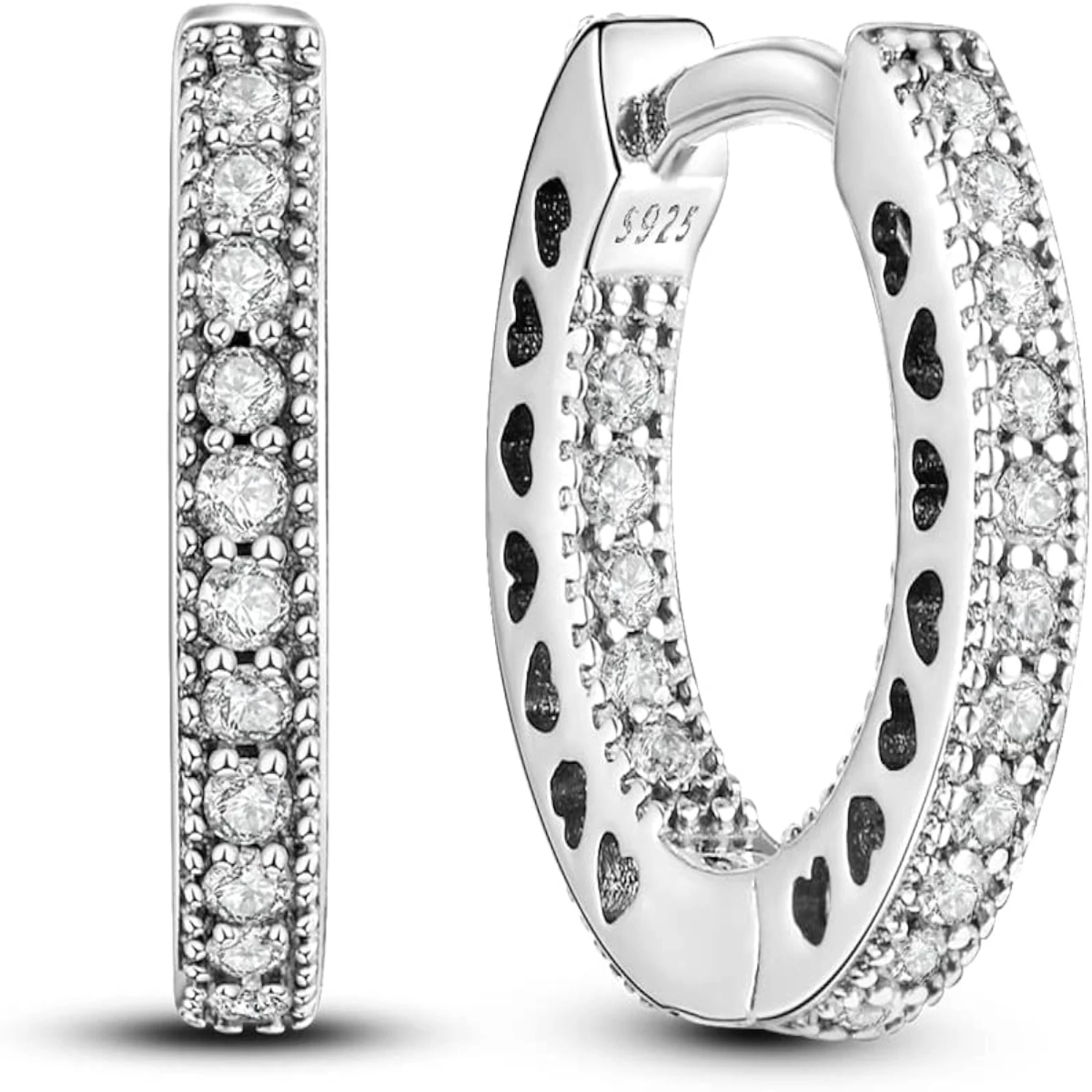 

Elegant NARMO 925 Sterling Silver Asymmetrical Heart Hoop Earrings - Stunning Hypoallergenic Women's Gold Hoop Cubic Zirconia Ea