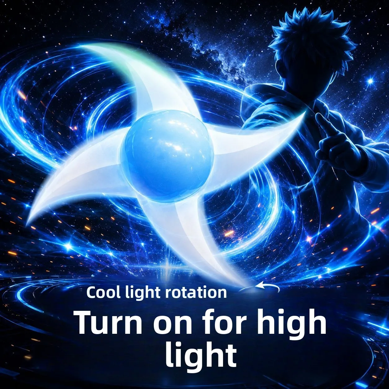 Spiral Shuriken LED Light Up Prop Rotatable 7 Color Changing Glowing Throwing Star Cosplay Toy Halloween Party Gift