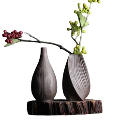 Coarse pottery vstriation vase style retro flower art Home Furnishing ornament Ge kiln vase Home decor