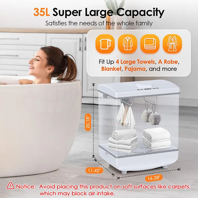 OEM Foldable Towel Warmers 2-in-1 Heating and Drying Towel Bucket 35L Large Capacity Luxury Towel Warmers for Bathroom