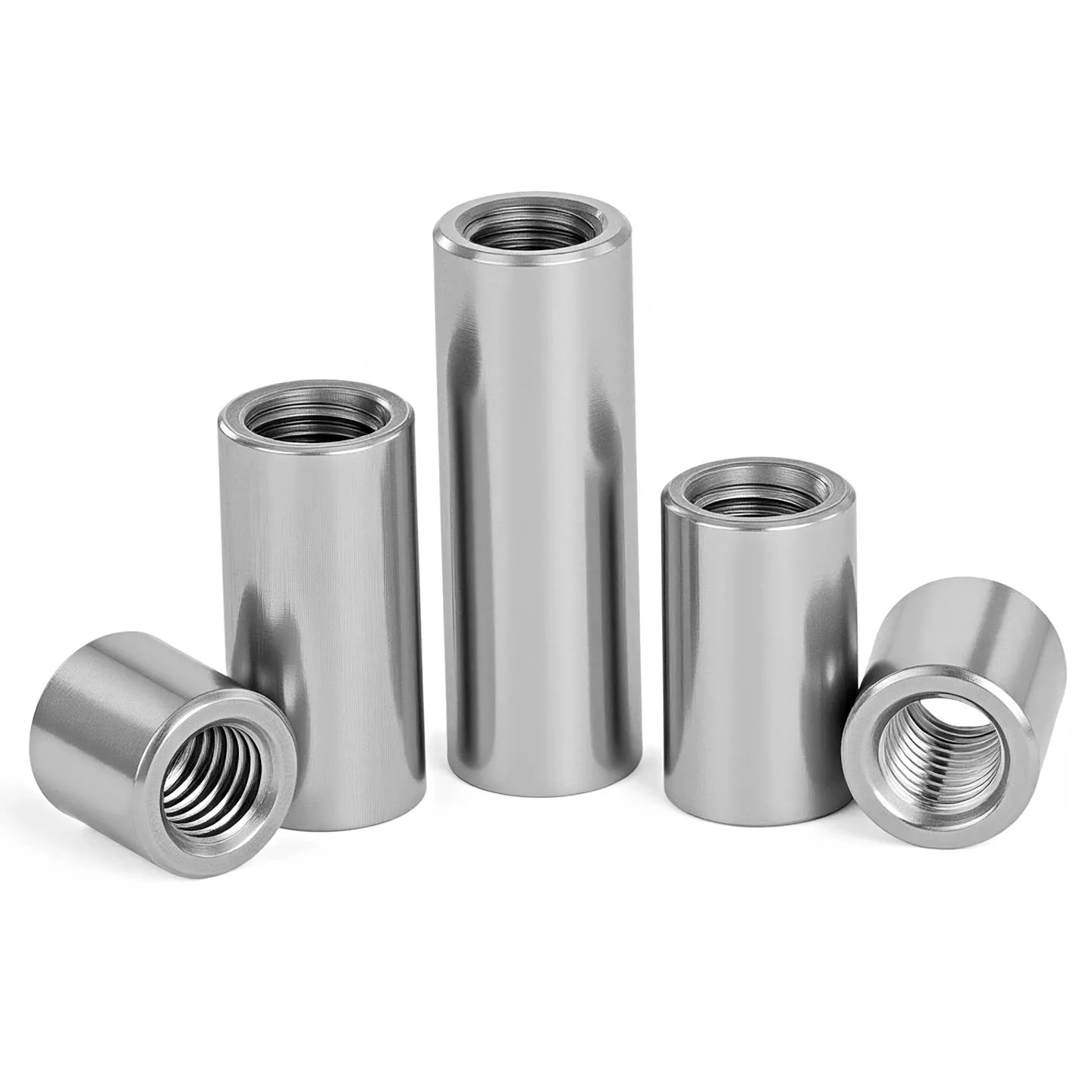 304 Stainless Steel Round Coupling Connector Nut M2 M2.5 M3 M4 M5 M6 M8 M10 Sleeve Tubular Nuts Joint Sleeve Nut Length 4mm~40mm