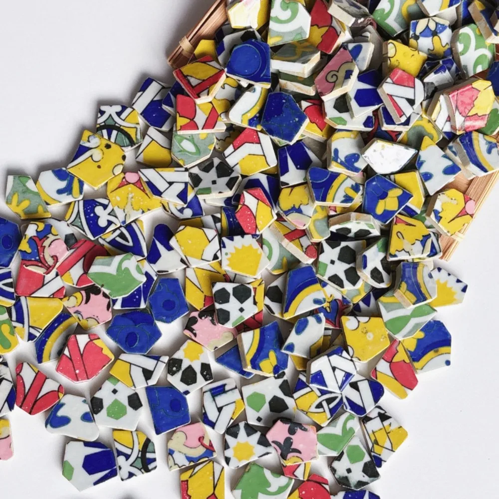Boho Mosaic Tiles DIY Kit Colorful Ceramic Fragments Handmade Material Package for Home Decor Crafts