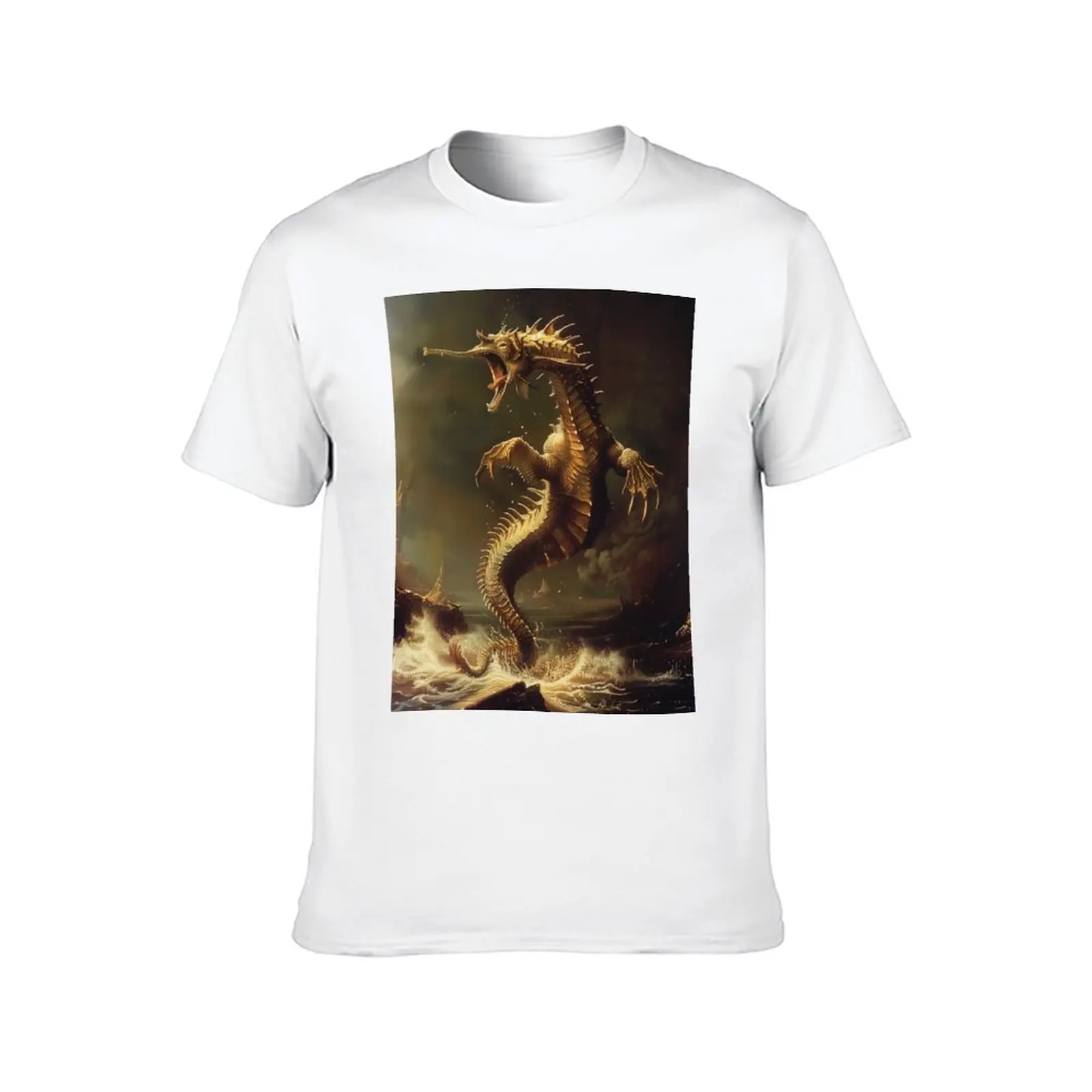 Great Yellow King Seahorse T-Shirt oversizeds boys whites basketball graphic tees mens t shirts