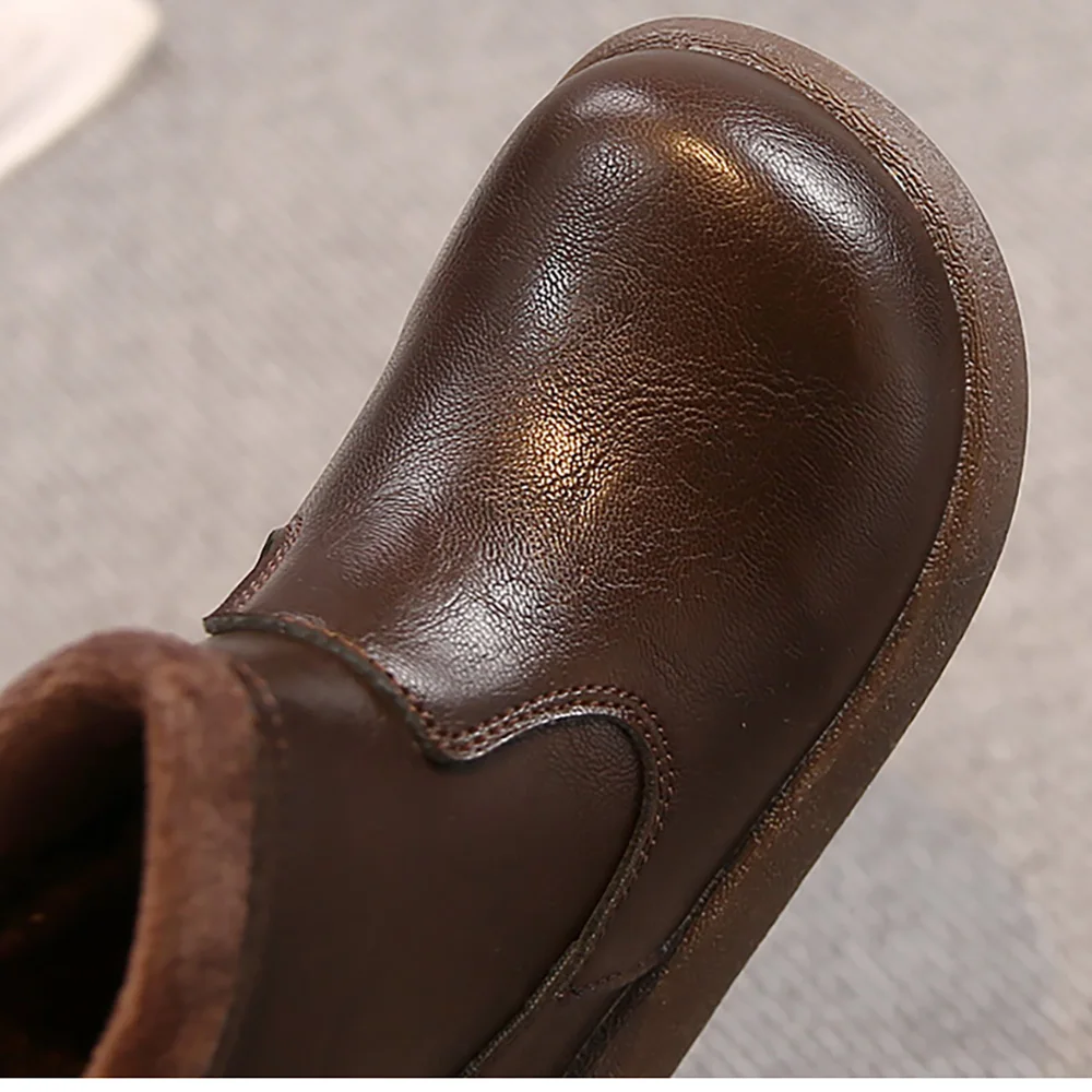 Sepatu Bot Musim Dingin Kulit PU Untuk Anak Perempuan Tren Fashion Sepatu Bot Salju Remaja Perempuan Gaya Korea Sepatu Katun Berlapis Anak Sepatu Bot Hangat