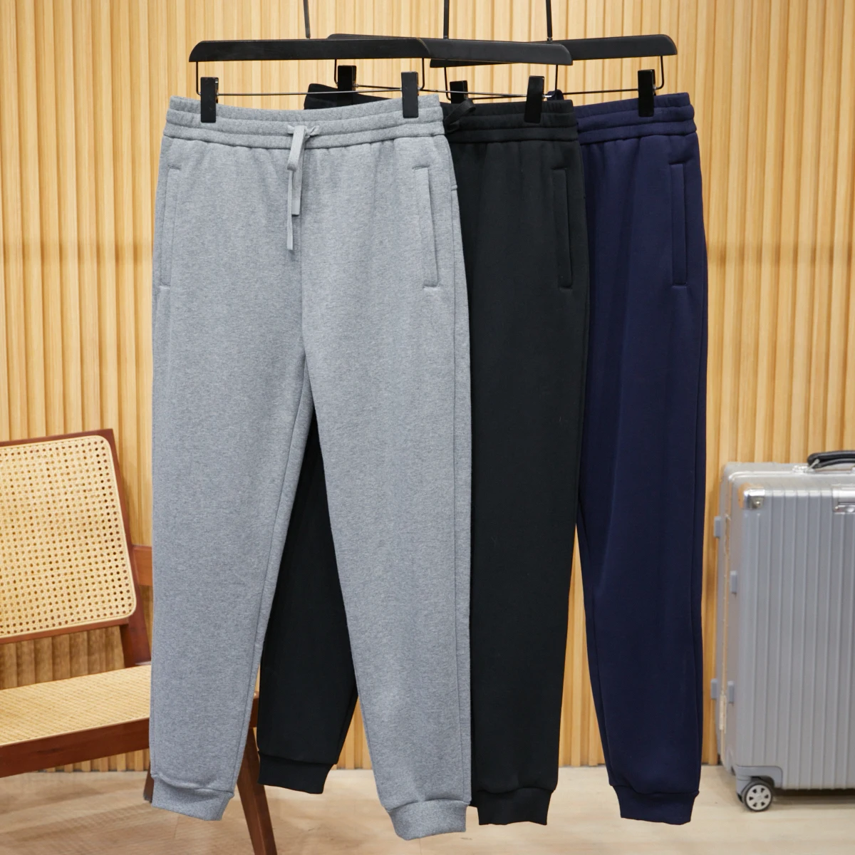 

Thiened Fce Sports Pants Men's Winter New Sle Basic Matchable Cuffed Sweatpants Trendy Straight Leg Long Trousers