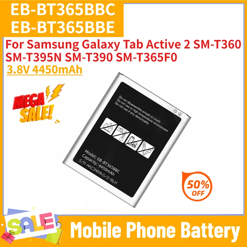 New 3.8V 4450mAh EB-BT365BBC EB-BT365BBE Battery For Samsung Galaxy Tab Active 2 SM-T360  SM-T395N SM-T390 SM-T365F0