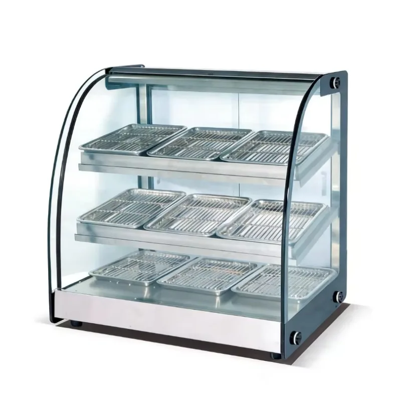 Commercial Kitchen Equipment Heated Stainless Steel Curved Insulation Cabinet Electric Display Case for Hotel & Restaurant Use