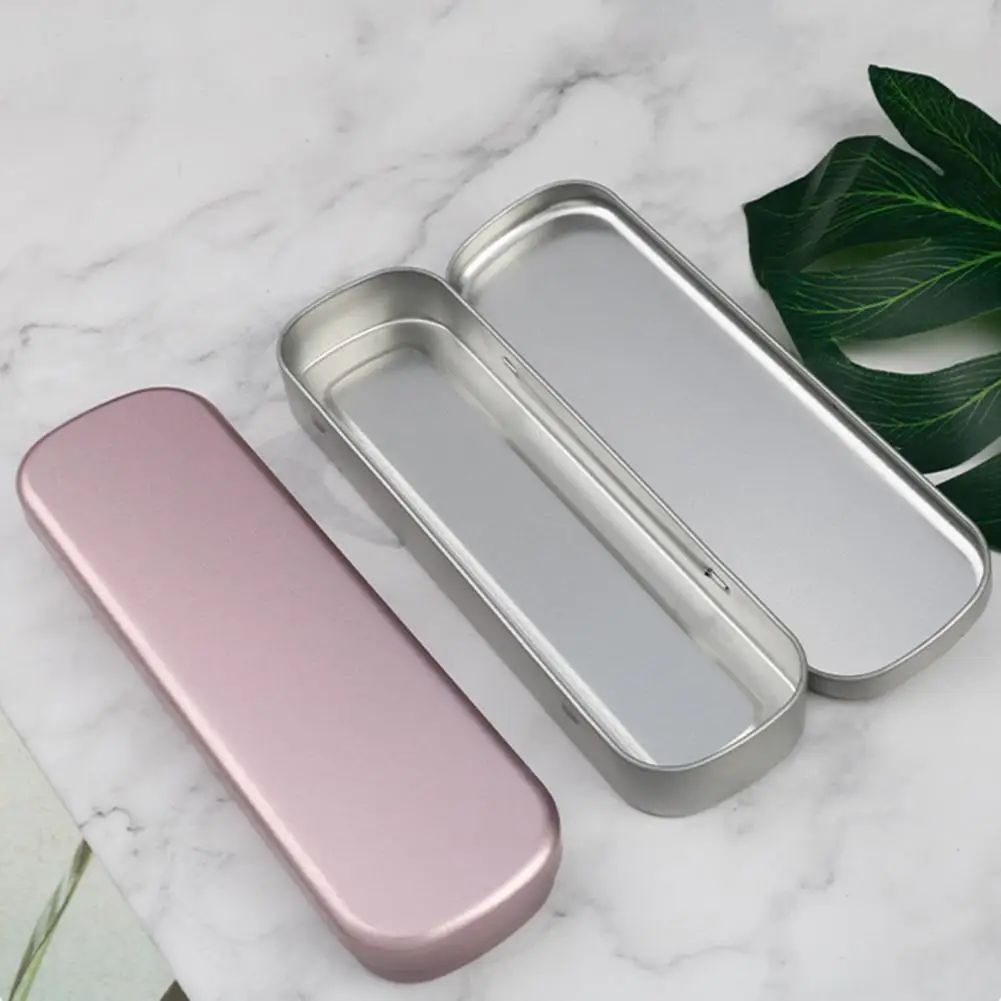 Rectangular Durable Tin Box Metal Hinged Storage Box Stationery Pen Pencil Makeup Brushes Cases Container Home Organizer