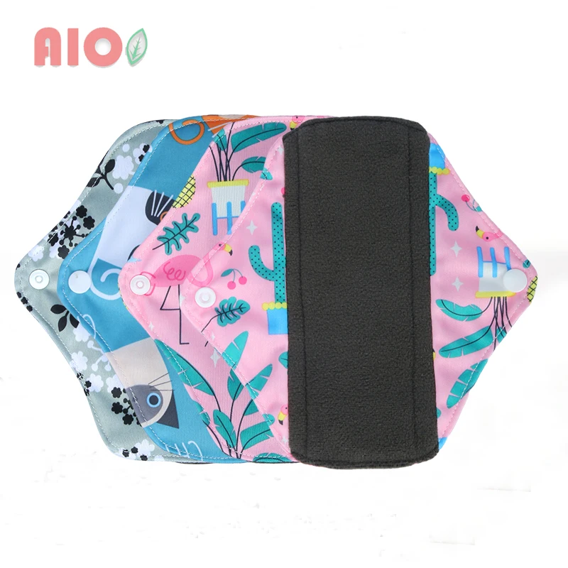 AIO 18*18cm Reusable Menstrual Pad Heavy Flow Waterproof PUL Feminine Hygiene Panty Liner Polar Fleece Washable Sanitary Napkin