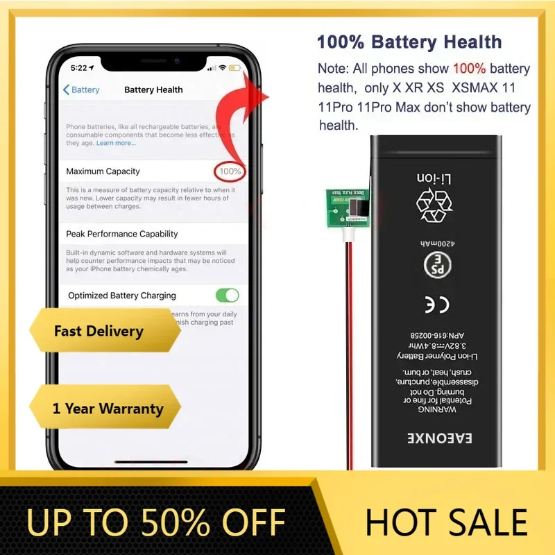 

2026 New Replacement Battery for IPhone 4 5S SE 6 6S 7 8 Plus Mobile Phone BatteryFast Delivery