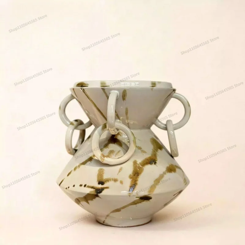 For light luxury handmade ceramic vase creative ornament, living room TV cabinet decoration