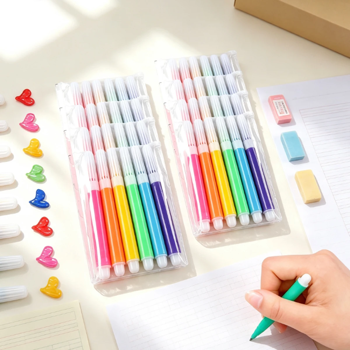 7/14/21Pcs Washable Watercolor Pen Set, Vibrant Color Markers For Doodle Sketch And Coloring Projects, Multi Use ZSY