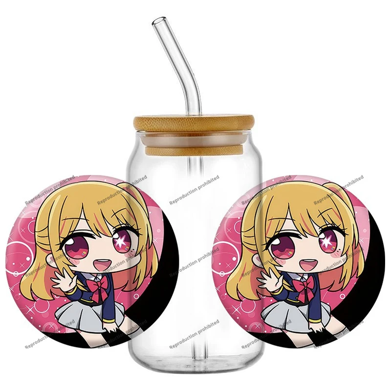 

HOT Sale Japanese anime Customized Gift UV DTF Transfer Sticker Waterproof Decals For 16oz Libbey Glass Can Cup Wrap