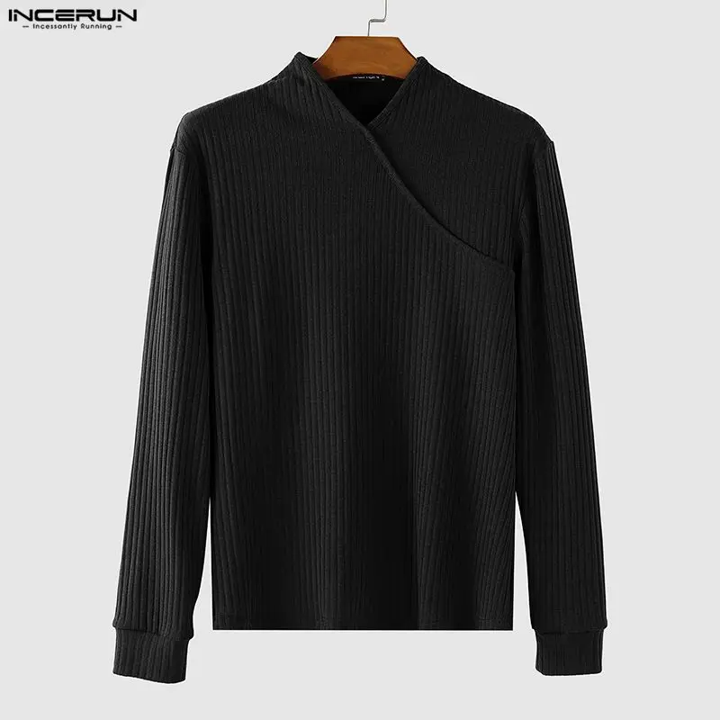 

INCERUN Men Sweater Solid Color V Neck Long Sleeve Knitted Male Pullovers Streetwear Spring Autumn Fashion Casual Sweaters S-5XL