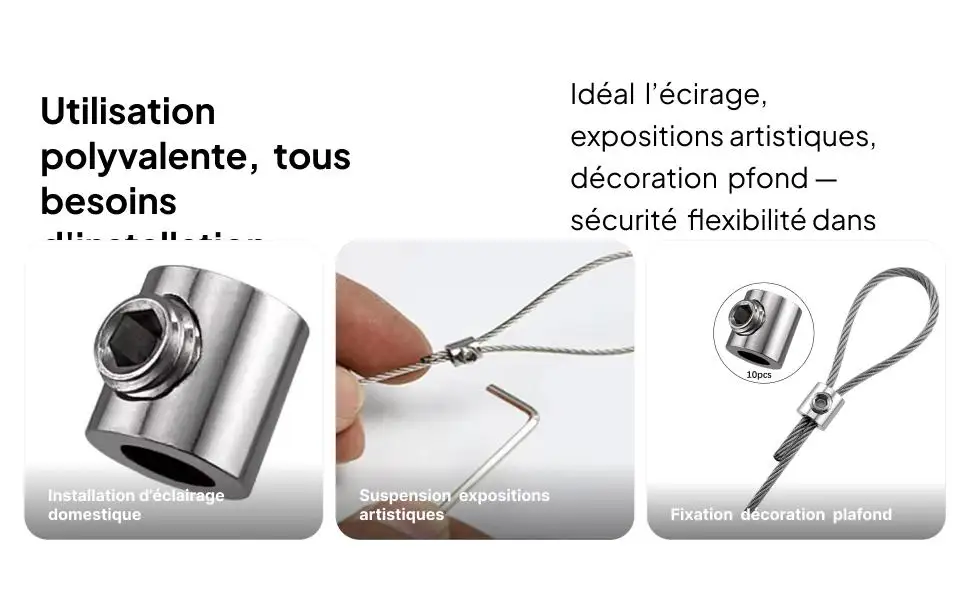 Wire Rope Clips Set Accessories for Fixing Shades, Fences Sturdy Easily Install