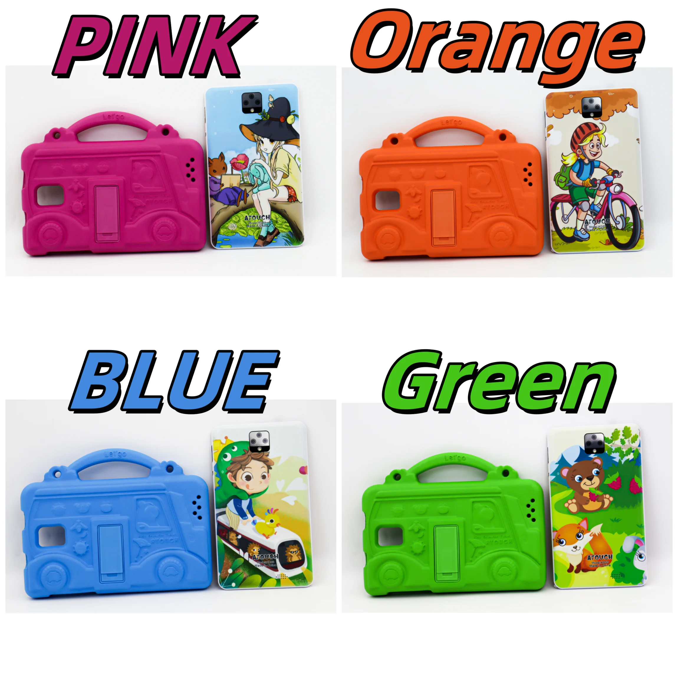 ATOUCH KD53 Crianças Tablet PC 7 polegadas Android 12 8GB + 256GB Armazenamento 3000mAh Bateria Frente 2.0M Voltar 8.0M Conectividade WiFi