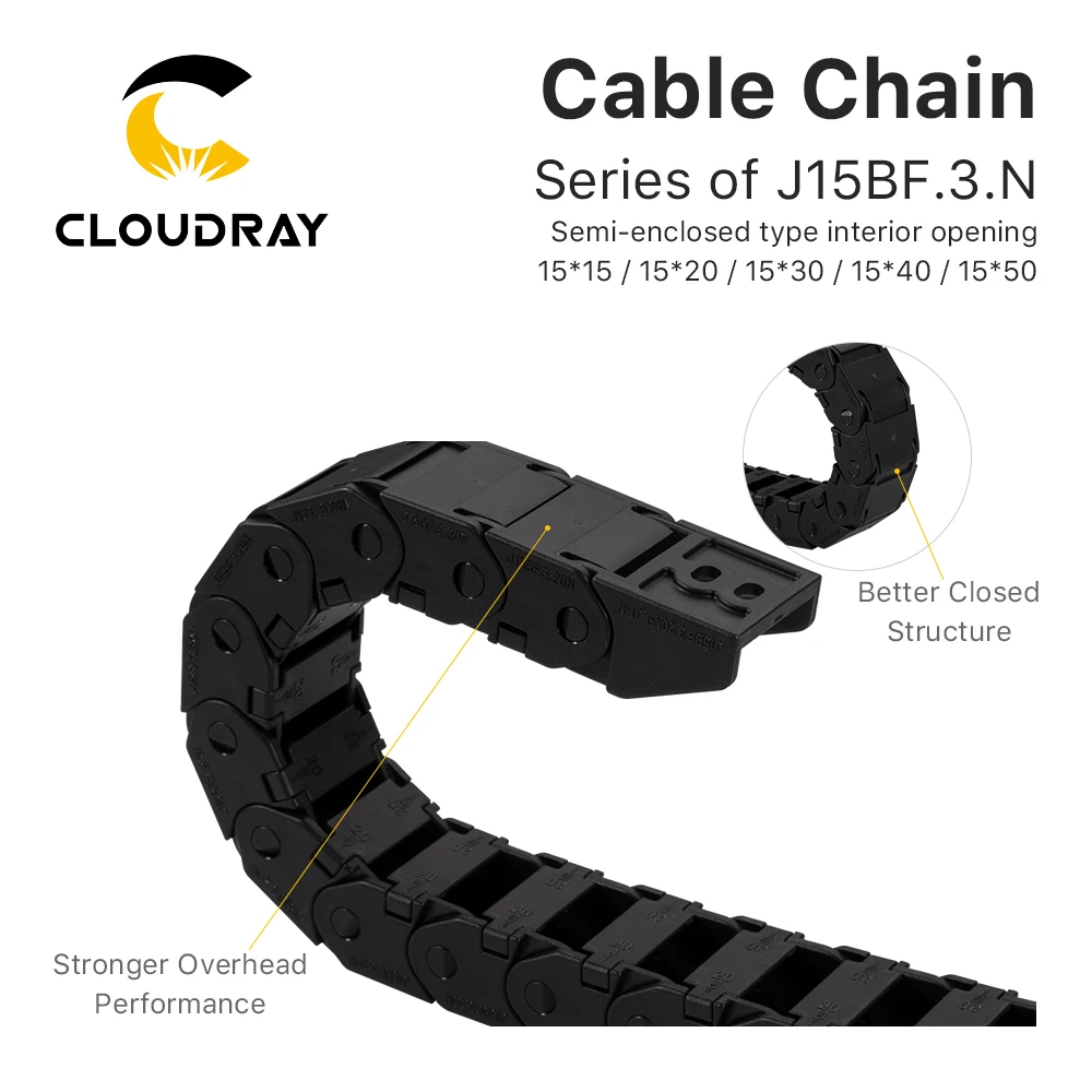 Cloudray Cable Chain Semi-Enclosed Interior Opening 15x15 15x20 15x30 Drag Plastic Towline Transmission Machine Accessories