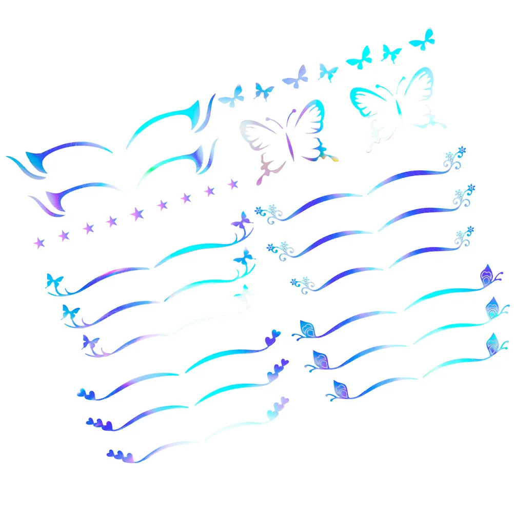 Autocollants pour Eyeliner temporaire, 6 feuilles, autocollants de maquillage pour les yeux papillon, pour Halloween, Cosplay, boîte de nuit, ombre à paupières adhésive, 6 pièces