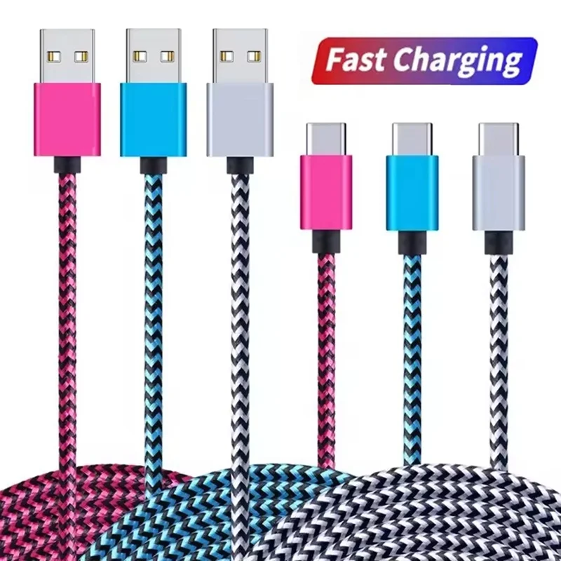 Type C Cable Date Sync Nylon Braided Cable 2.4A USB C Data Sync Fast Charging Charger For iPhone/Huawei/Xiaomi Mobile Phone USB