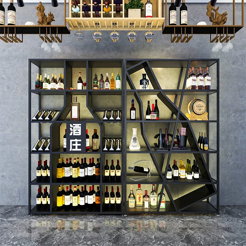 

Outdoor Bar Wall Cabinet Shelves Whiskey Showcase Luxury Room Liquor Wine Refrigerator Antique Furniture Full Kitchen Rack Iron