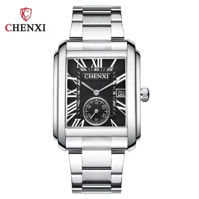 CHENXI 8216 Men's Quartz Watches Fashion Business Simple Silvery Stainless Steel Strap Wristwatches for Male