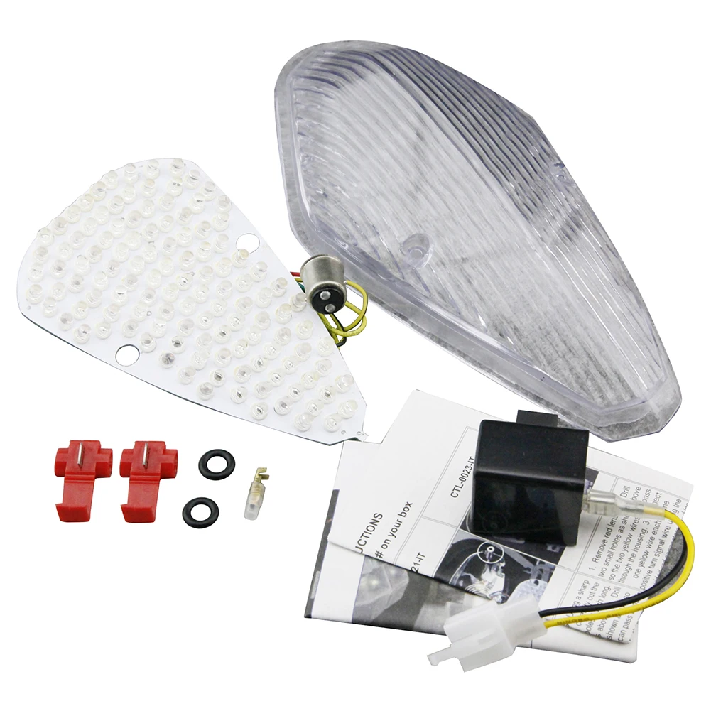 E-Marked LED Motorcycle  Tail Light Taillight integrated Turn  Signals For Honda VTX 1300 Clear