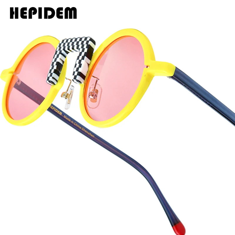 HEPIDEM Acetate Polarized Sunglasses Women New in Trendy Famous Brand Designer High-end Retro Vintage Round Sun Glasses y2k 9382