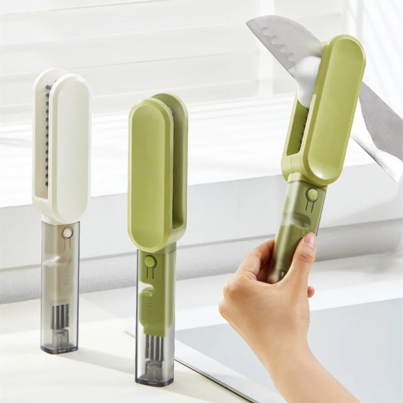 4 in 1 Multi-functional Kitchen Knief Cleaning Brush Double Side Chopsticks Tableware Utensils Brushes, Knives Sharpening Stone