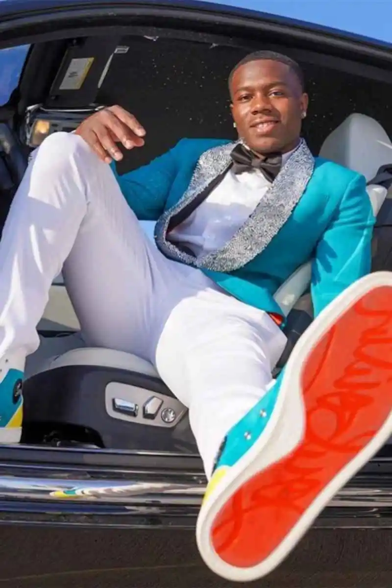 Tuxedos de fête vert menthe pour hommes, 2 pièces, châle à paillettes, revers, ensembles de pantalons de marié, mode masculine, costumes d'anniversaire formels personnalisés