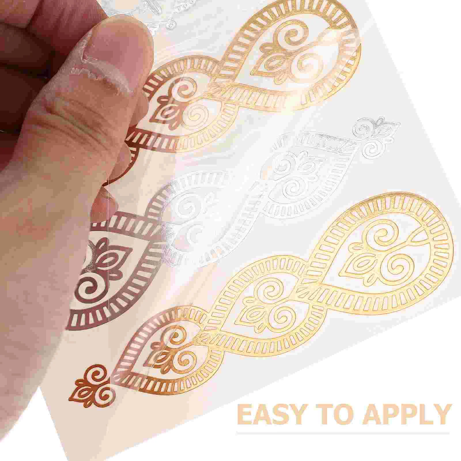 12 Sheets European and American Bronzing Tattoo Temporary Temporary Temporary Tattoos Wedding For Children Mans Water Film Gold