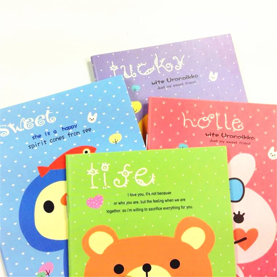 1packs/lot Cute Animal Cartoon Small Kawaii Supplies Stationery  Kraft paper notebook handmade Diary agenda pocket book