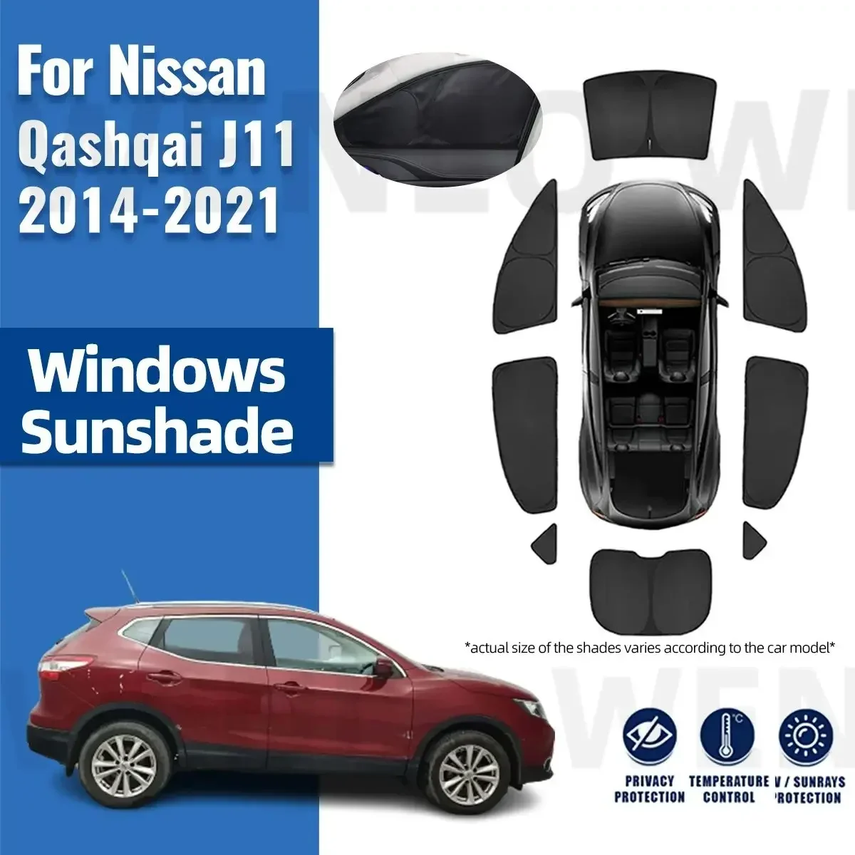 

For Nissan Qashqai 2014-2020 2021 Full Cover Car Sunshade Front Windshield Frame Curtain Rear Side Window Sun Shade Visor