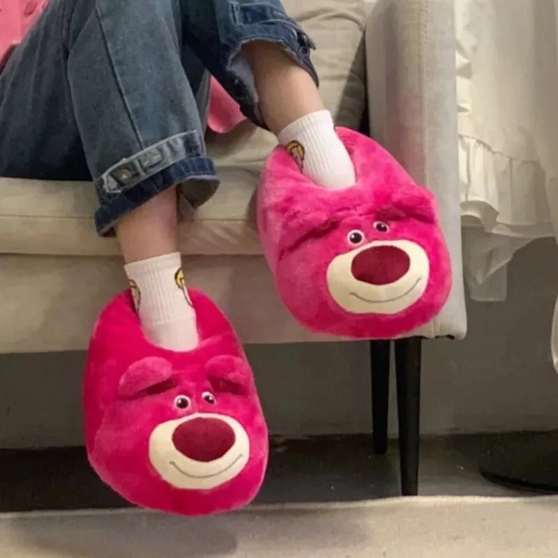 

Хлопковые тапочки Disney Lotso, кавайные аксессуары с вышивкой в стиле аниме, теплая обувь для хлеба, мужская и женская домашняя обувь, подарки