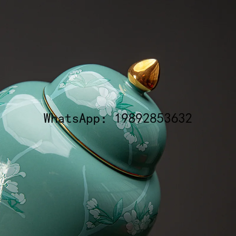 Neoclassical Hand-painted General Jar Ceramic Tea Canister Crafts Porcelain Entrance Decoration Ornament