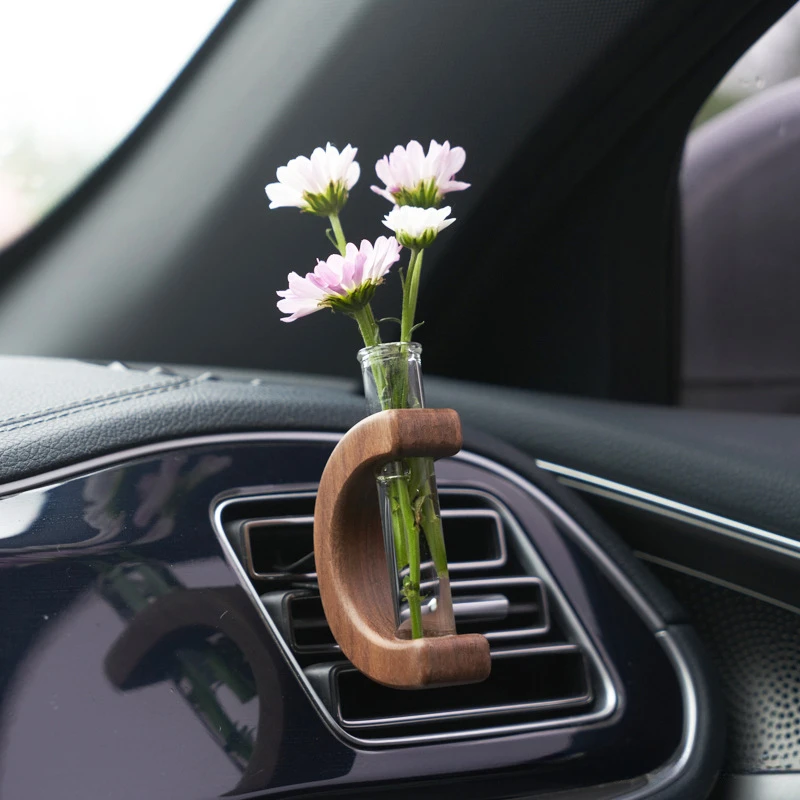 2PCS Car Vase Vent Clip Mini Glass Flower Vase Clip Holder Flower Air Vent Propagation Decor Interior for Car Air Vent Ornamen