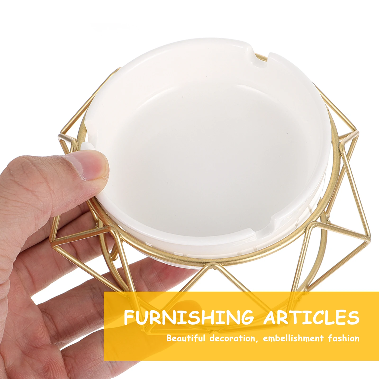 

Geometric Shaped Ashtray Desktop Adornment Decorative Ceramic Smoke Ashes Container Living Room