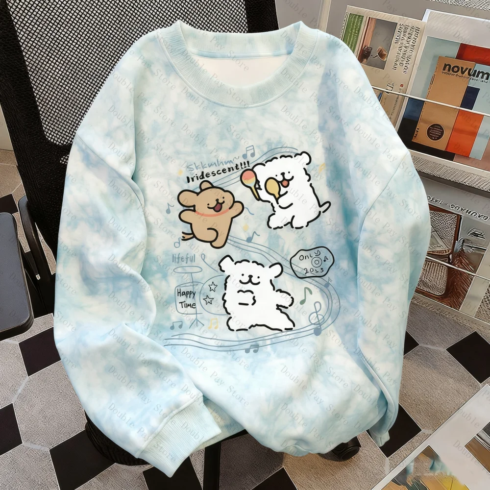 سترة هالو كيتي اللطيفة والمتعددة الاستخدامات برقبة دائرية للرجال والنساء، سترة فضفاضة وتنحيف لخريف وشتاء، سترة برقبة دائرية #1