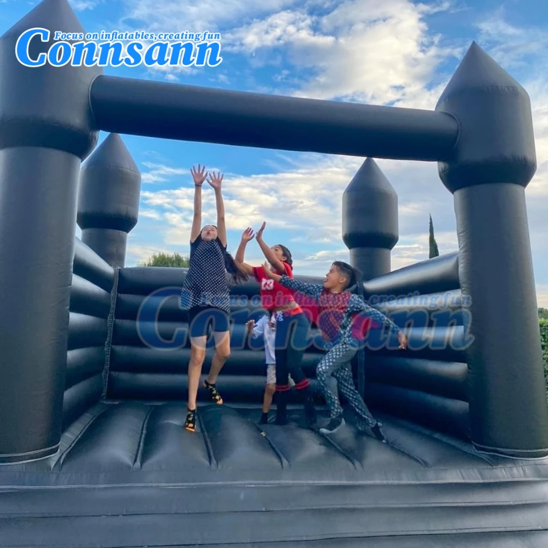 

Connsann 13x13ft Black Bounce House Commercial Grade ASTM Certified100% PVC Inflatable White Wedding Bouncy Castle Customization