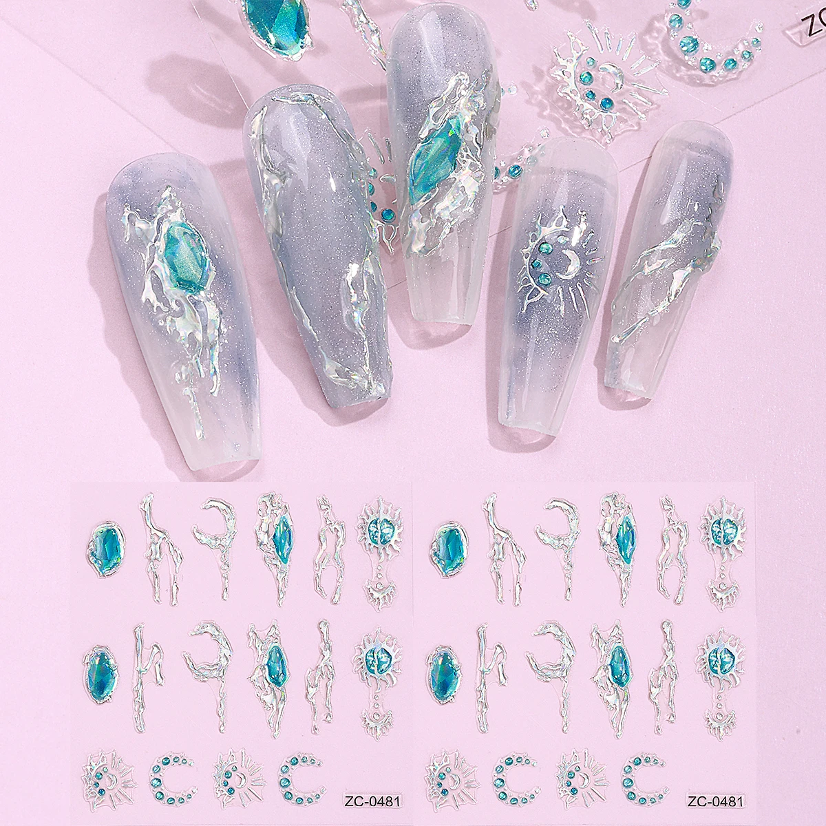 1pcs Jelly Shiny Jewel Nail Art Sticker Luxury Diamond Nail Sticker 3D Self-Adhesive Decals for Women Girls Manicure Decoration