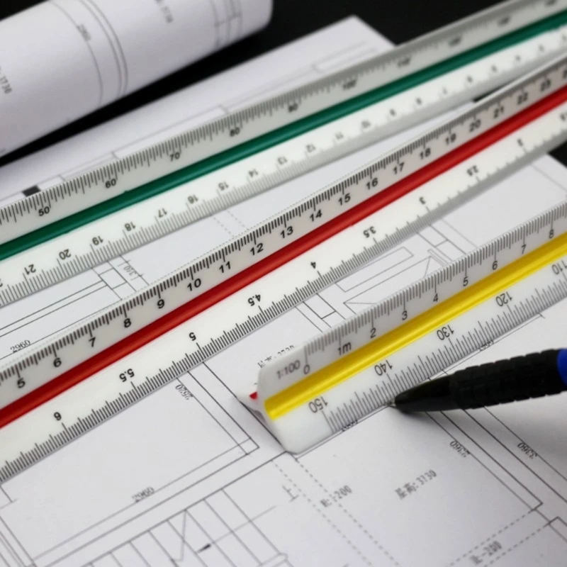 12Inch Triangular Engineer Scale Ruler, Metric Scale 1:20, 1:25, 1:50, 1:75, 1:100, 1:125 for Engineering Drafting