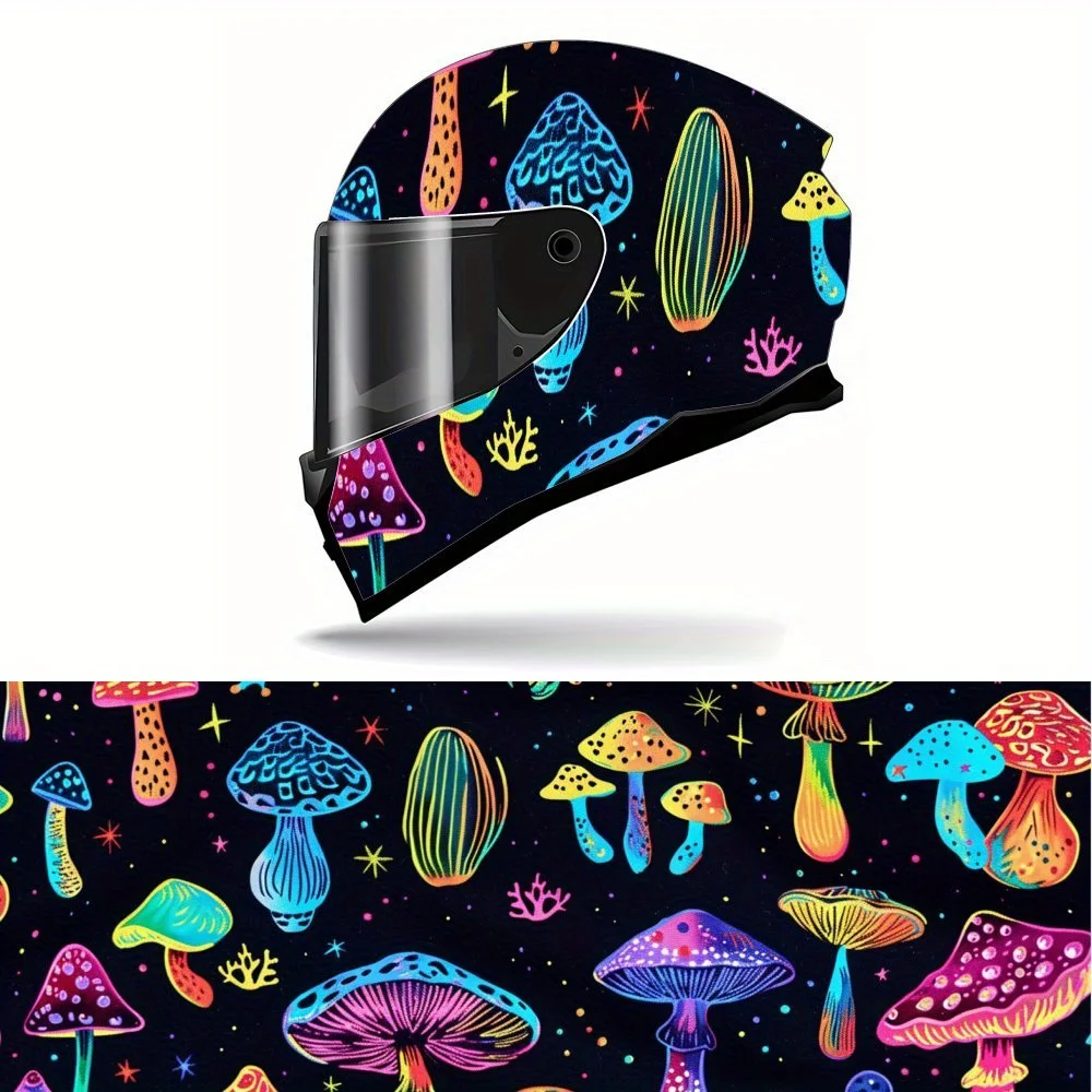 

Виниловая наклейка на полный шлем с неоновыми грибами, водонепроницаемые, устойчивые к царапинам самоклеящиеся наклейки из ПВХ, художественная эстетика