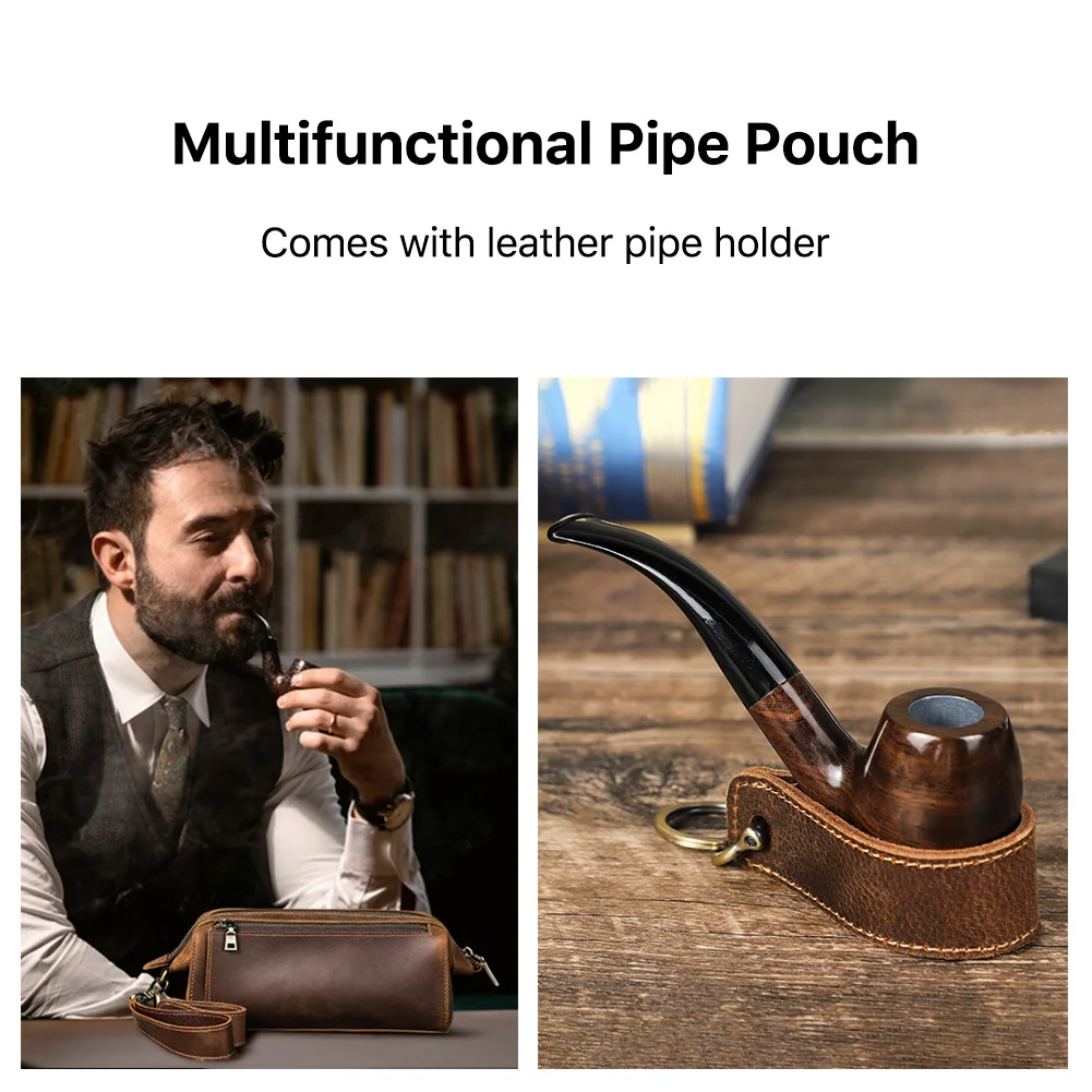 Genuine Leather Functional Pipe Bag Tobacco Pipe Smoking Stash Bag Herb Tobacco Pouch Clutch Bag Case Smoking Accessories