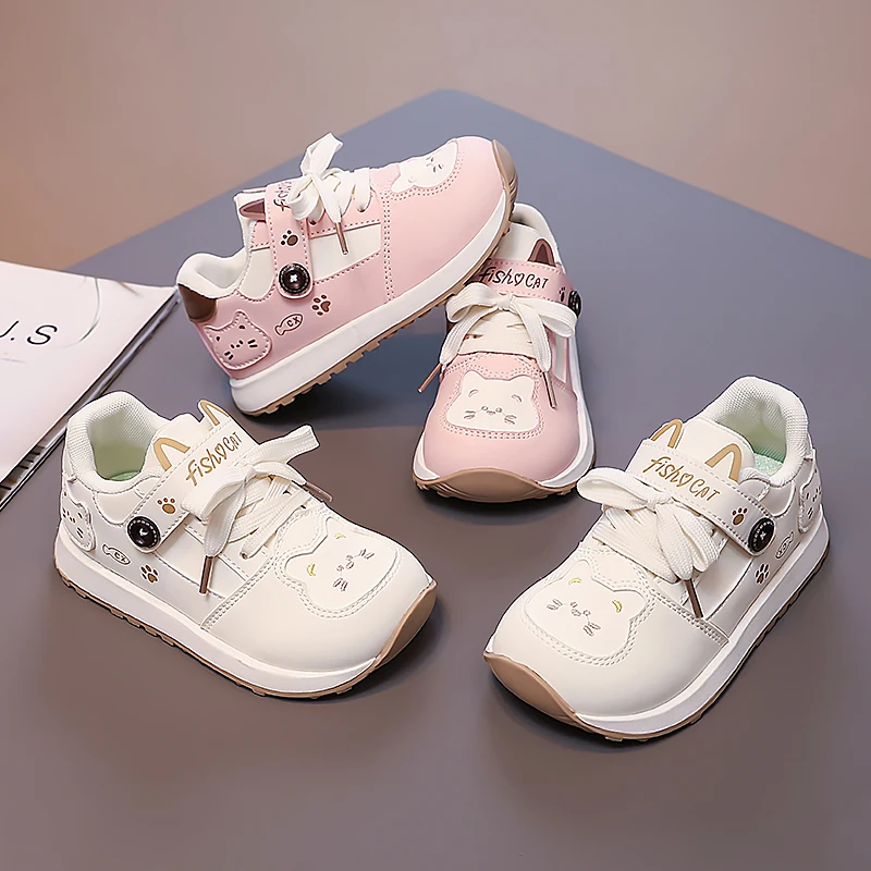 2026 Children Casual Shoes for Girls Spring New Fashion Korean Style Soft Sole Non-slip Versatile Princess School Sports Shoes