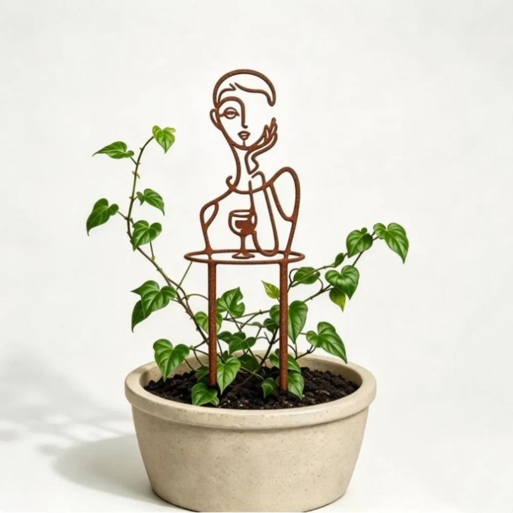 Iron Character Silhouette Plant Stand Strong Load Bearing Hollow Out Plant Fixed Frame Weather Resistance Plant Climbing Trellis