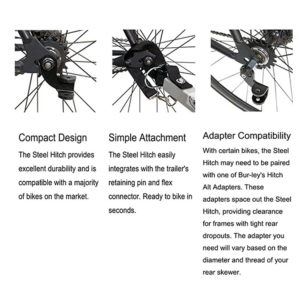 Bicycle Trailer Accessories Angled Coupler Attachment Steel Hitch For Bike Quick Release Black Trailer Elbow Connector