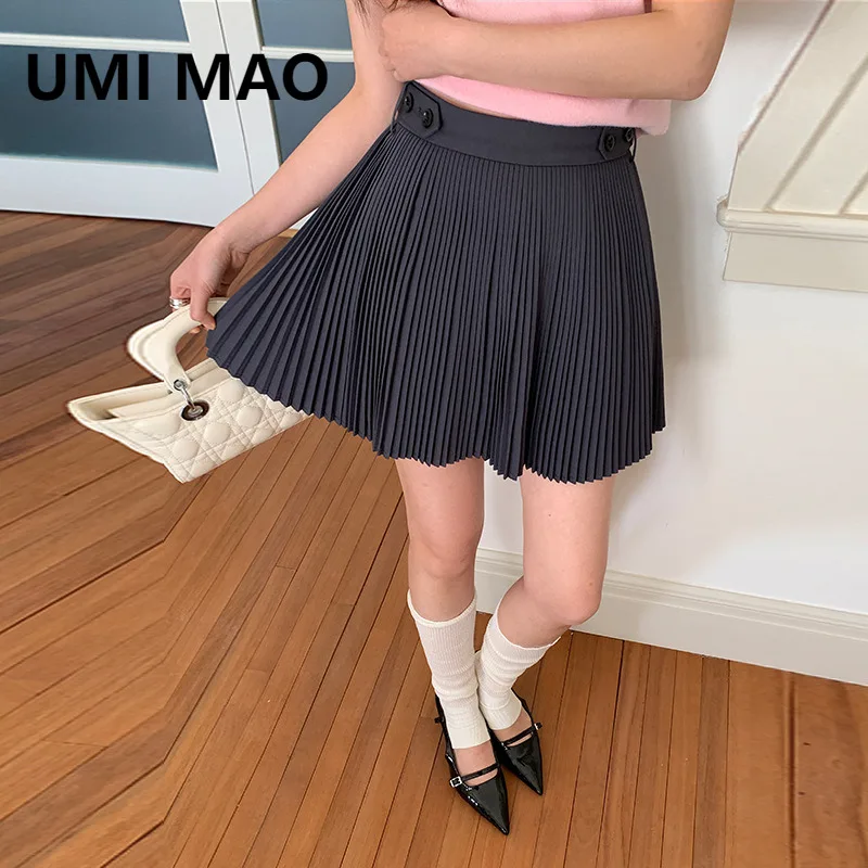 

UMI MAO Короткая юбка Женская одежда Весенняя новая плиссированная юбка с высокой талией Юбка трапециевидной формы Femme Y2K Fashion