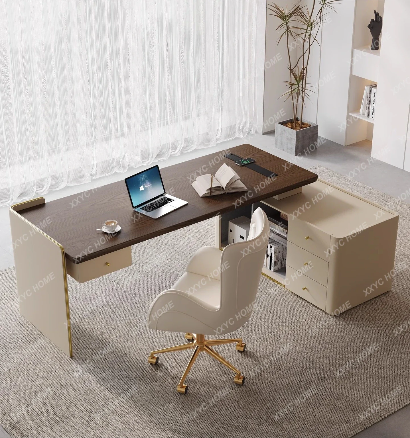 pg55ld 38ld 38  simple high-end corner computer desk L-shaped solid wood side cabinet integrated